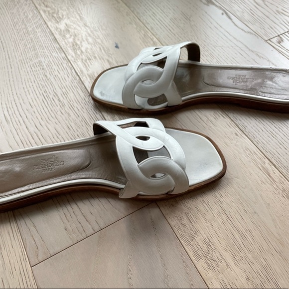 Auth HERMES Omaha Sandals white sz 37 - Picture 5 of 5